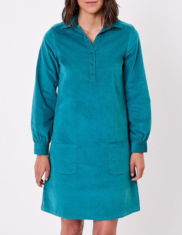 Robe droite velours c&ocirc;tel&eacute; bio imprim&eacute; Princesse Nomade