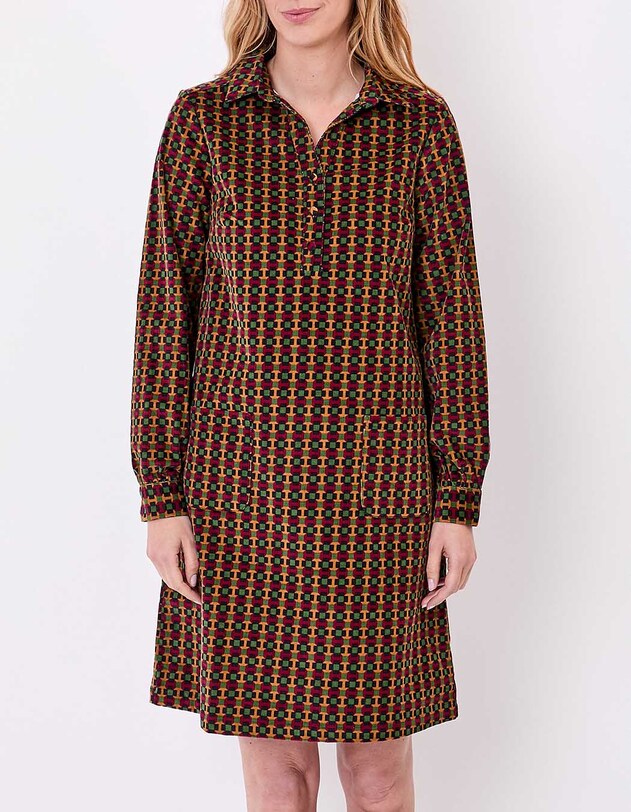 Robe droite velours c&ocirc;tel&eacute; imprim&eacute; Princesse Nomade