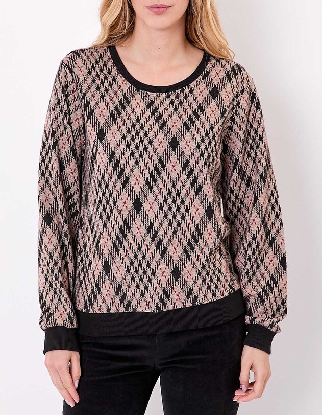 Sweat col rond maille jacquard imprim&eacute; Princesse Nomade