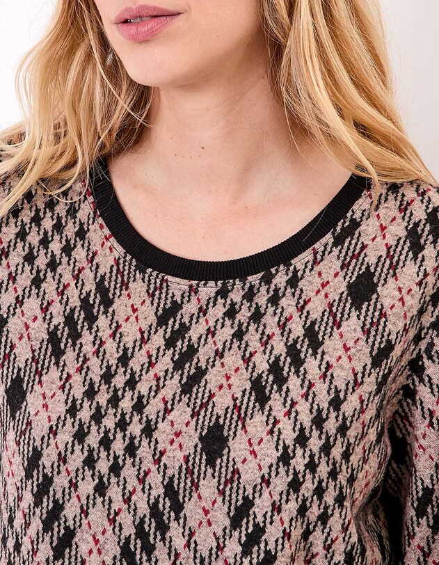 Sweat col rond maille jacquard imprim&eacute; Princesse Nomade