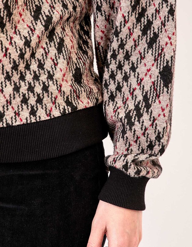 Sweat col rond maille jacquard imprim&eacute; Princesse Nomade