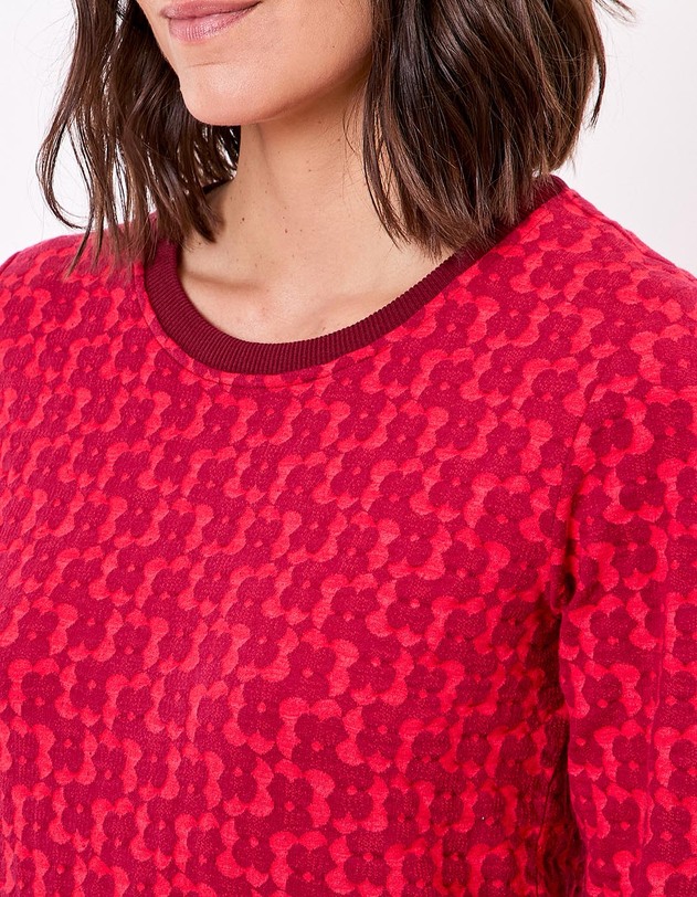 Sweat col rond maille jacquard bio imprim&eacute; Princesse Nomade