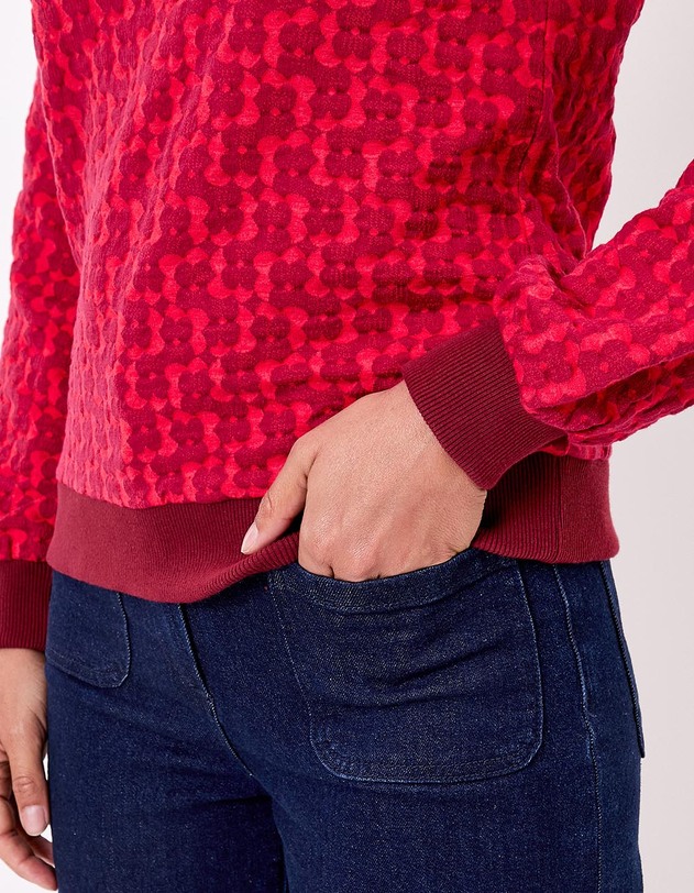 Sweat col rond maille jacquard bio imprim&eacute; Princesse Nomade