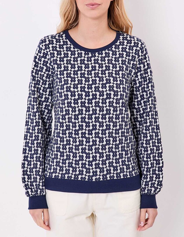 Sweat col rond maille jacquard bio imprim&eacute; Princesse Nomade