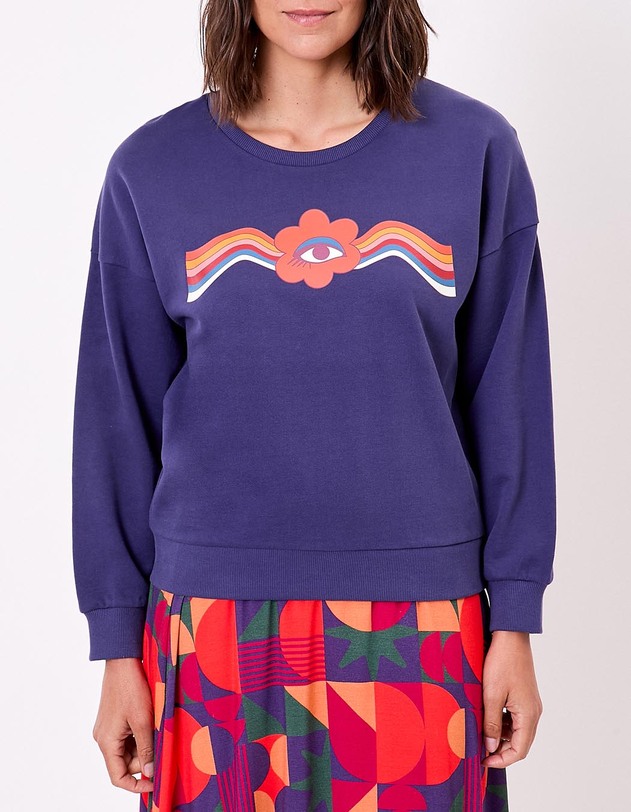 Sweat coton bio col rond imprim&eacute; Princesse Nomade
