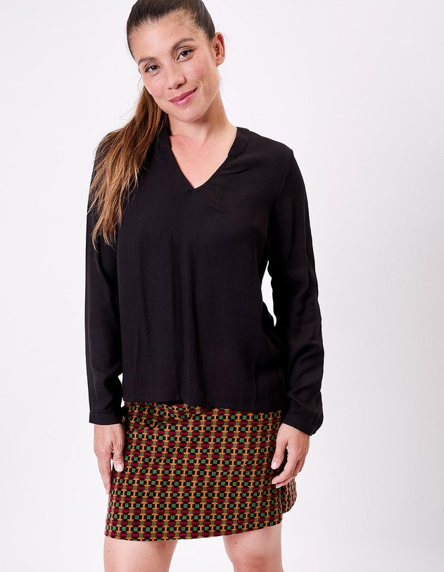 Blouse fluide col V imprim&eacute; Princesse Nomade