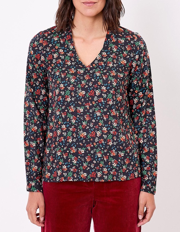 Blouse fluide col V imprim&eacute; Princesse Nomade