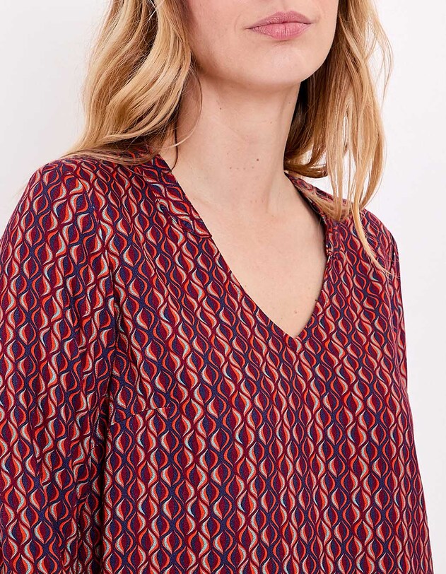Blouse fluide col V imprim&eacute; Princesse Nomade