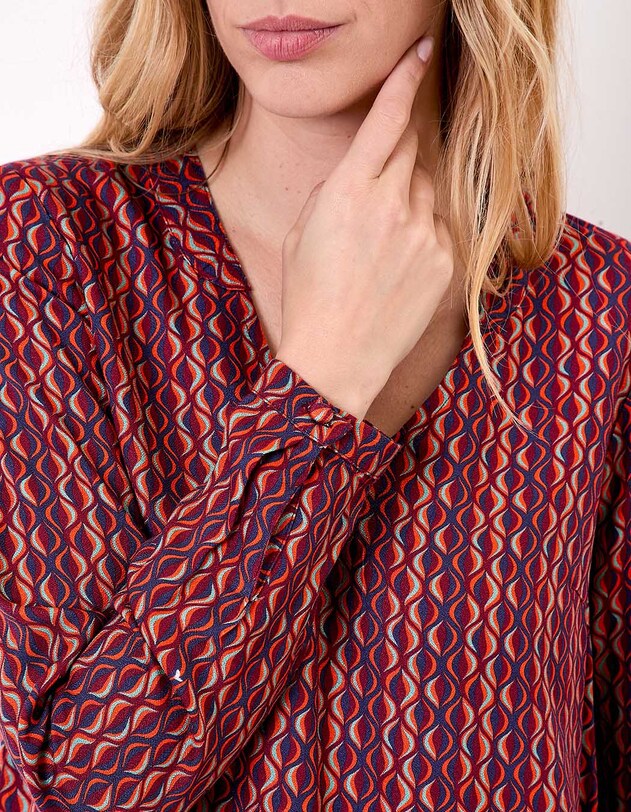 Blouse fluide col V imprim&eacute; Princesse Nomade