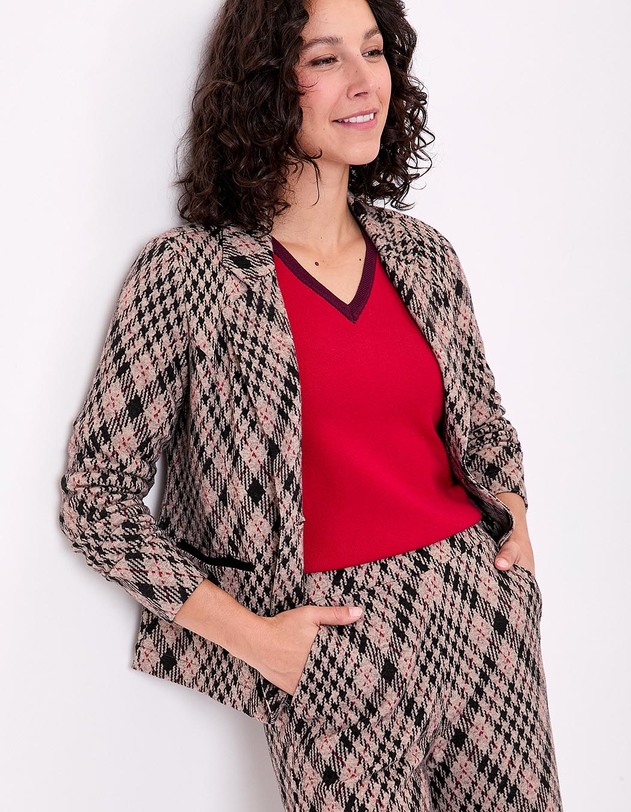 Blazer souple en maille jacquard recycl&eacute;e imprim&eacute; Princesse Nomade