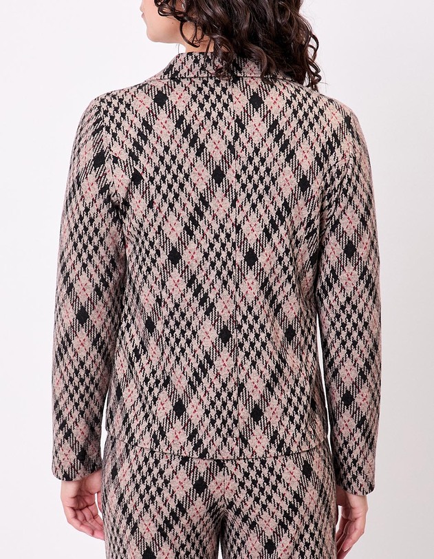 Blazer souple en maille jacquard recycl&eacute;e imprim&eacute; Princesse Nomade