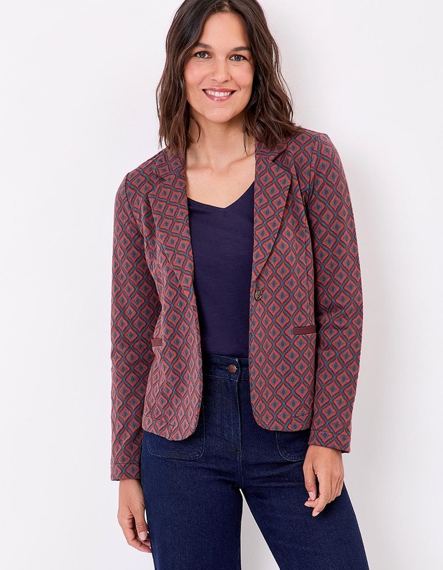 Blazer souple en maille jacquard bio imprim&eacute; Princesse Nomade