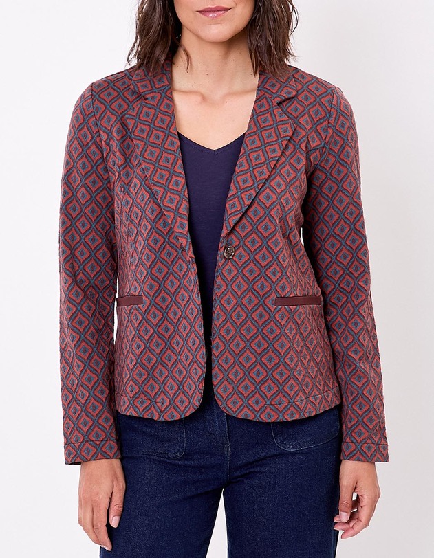 Blazer souple en maille jacquard bio imprim&eacute; Princesse Nomade