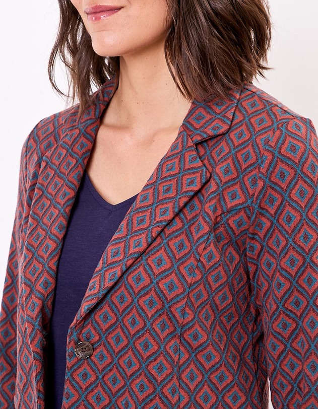 Blazer souple en maille jacquard bio imprim&eacute; Princesse Nomade