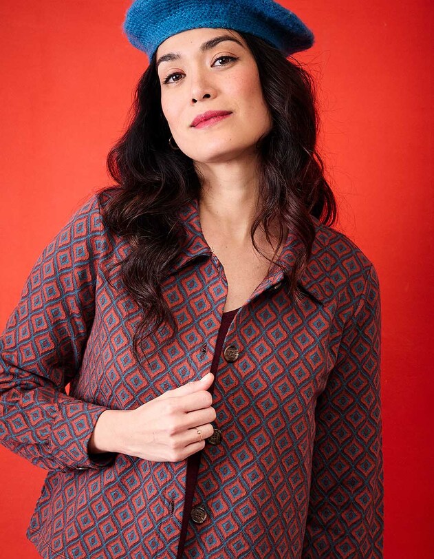 Veste maille jacquard bio imprim&eacute; Princesse Nomade