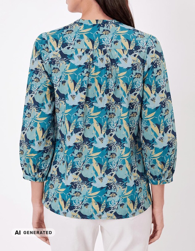 Blouse voile de coton bio col tunisien imprim&eacute; La Fianc&eacute;e