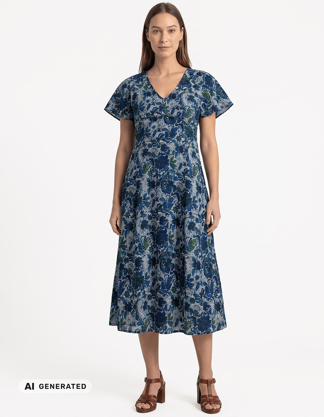Robe midi voile de coton bio imprim&eacute; La Fianc&eacute;e