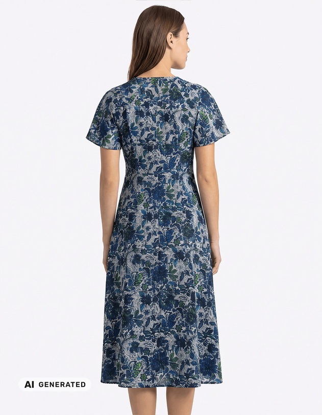 Robe midi voile de coton bio imprim&eacute; La Fianc&eacute;e