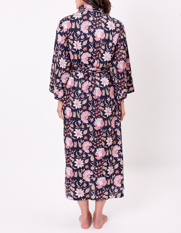 Kimono long imprim&eacute; en voile de coton imprim&eacute; La Fianc&eacute;e
