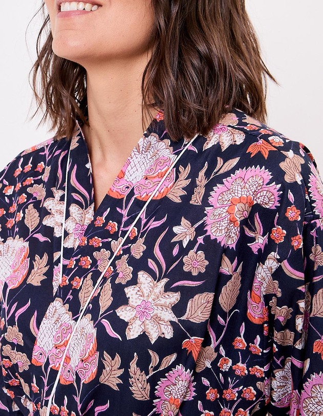 Kimono long imprim&eacute; en voile de coton imprim&eacute; La Fianc&eacute;e