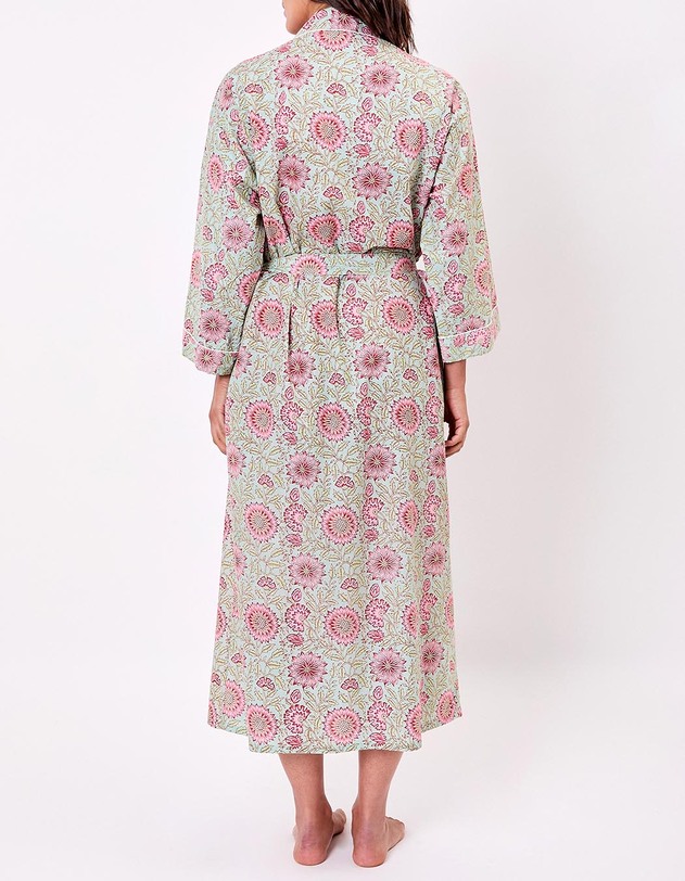 Kimono long imprim&eacute; en voile de coton imprim&eacute; La Fianc&eacute;e