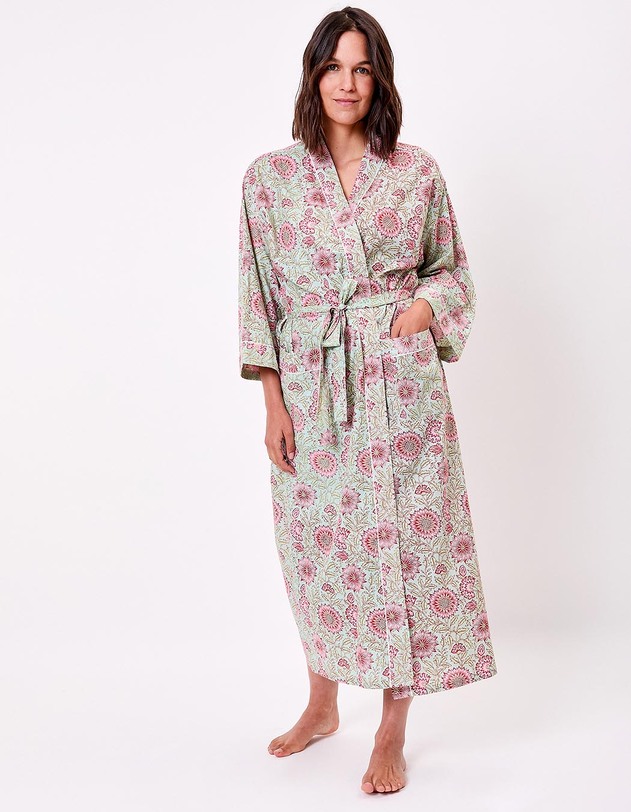 Kimono long imprim&eacute; en voile de coton imprim&eacute; La Fianc&eacute;e