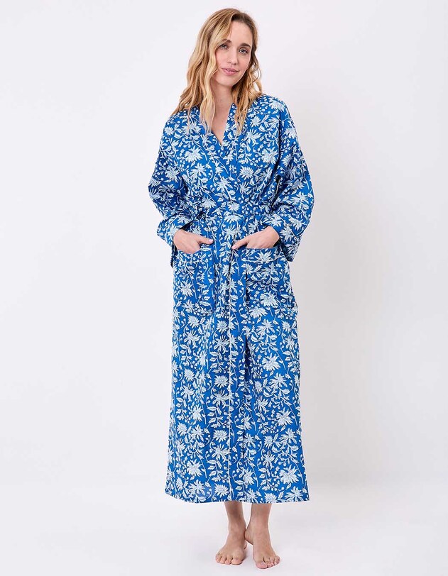 Kimono long imprim&eacute; en voile de coton imprim&eacute; La Fianc&eacute;e