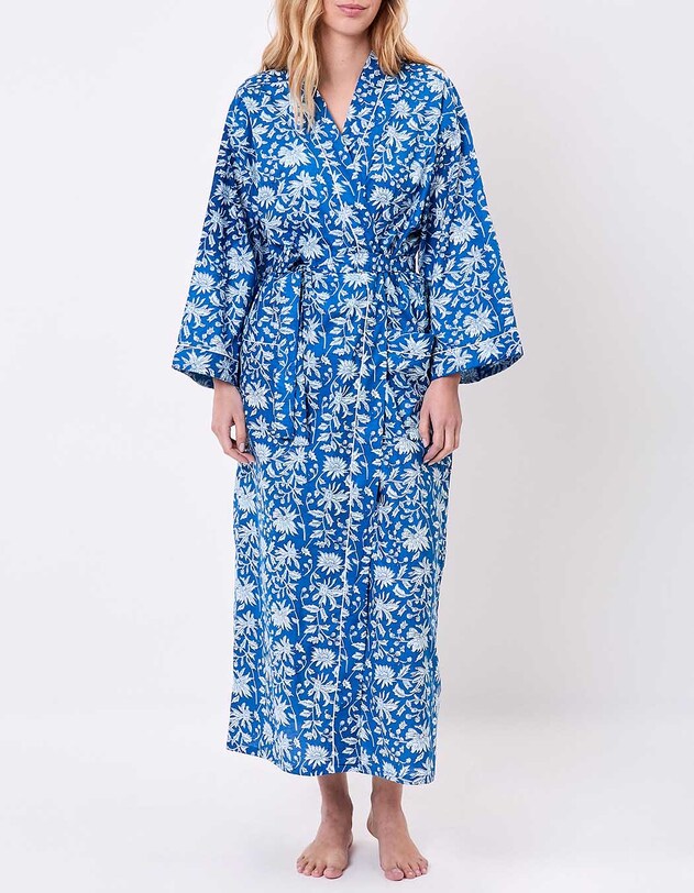 Kimono long imprim&eacute; en voile de coton imprim&eacute; La Fianc&eacute;e