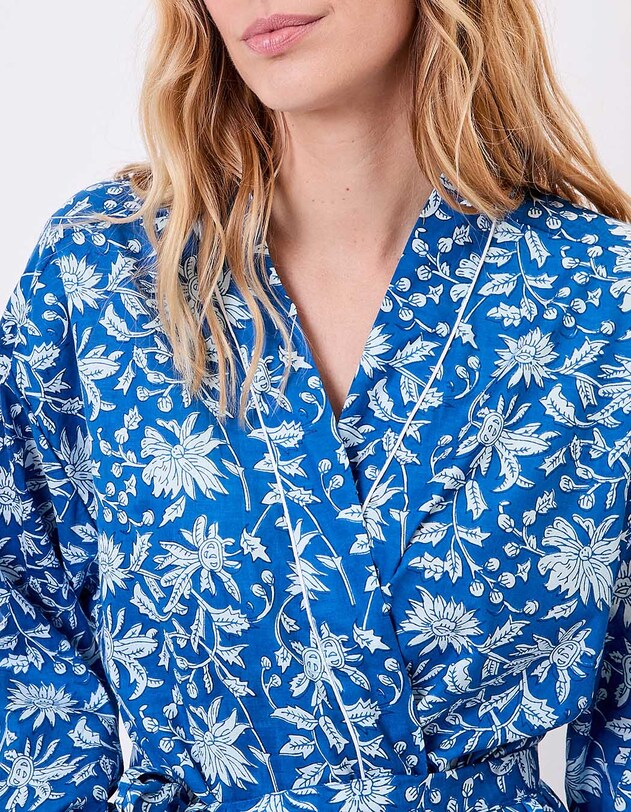 Kimono long imprim&eacute; en voile de coton imprim&eacute; La Fianc&eacute;e