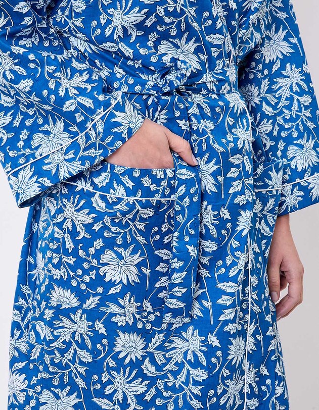 Kimono long imprim&eacute; en voile de coton imprim&eacute; La Fianc&eacute;e