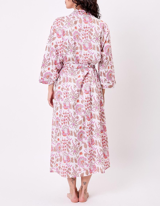 Kimono long imprim&eacute; en voile de coton imprim&eacute; La Fianc&eacute;e