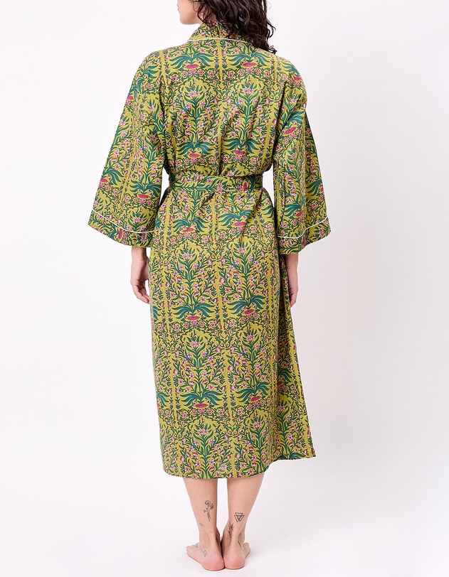 Kimono long imprim&eacute; en voile de coton imprim&eacute; La Fianc&eacute;e