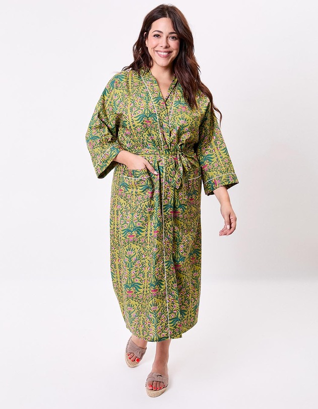 Kimono long imprim&eacute; en voile de coton imprim&eacute; La Fianc&eacute;e