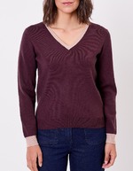 Pull maille épaisse col V imprimé Princesse Nomade