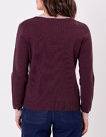 Pull maille épaisse col V imprimé Princesse Nomade
