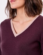 Pull maille épaisse col V imprimé Princesse Nomade