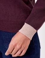 Pull maille épaisse col V imprimé Princesse Nomade