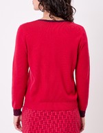 Pull maille épaisse col V imprimé Princesse Nomade