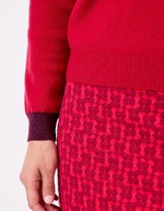 Pull maille épaisse col V imprimé Princesse Nomade