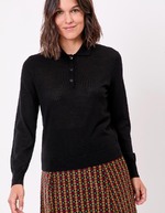 Pull en laine mérinos col polo imprimé Princesse Nomade