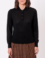 Pull en laine mérinos col polo imprimé Princesse Nomade