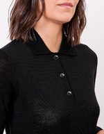 Pull en laine mérinos col polo imprimé Princesse Nomade