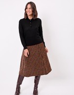 Pull en laine mérinos col polo imprimé Princesse Nomade