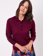 Pull en laine m&eacute;rinos col polo imprim&eacute; Princesse Nomade