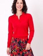 Pull en laine mérinos col polo imprimé Princesse Nomade