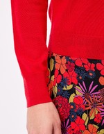 Pull en laine mérinos col polo imprimé Princesse Nomade