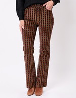 Pantalon flare velours côtelé imprimé Princesse Nomade