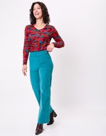 Pantalon droit large velours côtelé bio imprimé Princesse Nomade
