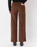 Pantalon droit large velours côtelé imprimé Princesse Nomade