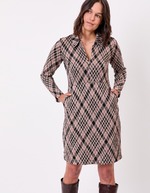 Robe maille jaquard recyclée col zippé imprimé Princesse Nomade